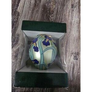Vintage IRIS Glass Egg Ornament MUSEUM OF FINE ARTS Reverse Handpainted